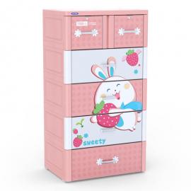 Tủ nhựa Tabi L 5 tầng - Hồng thỏ dâu