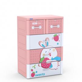 Tủ nhựa Tabi L 4 tầng - Hồng thỏ dâu