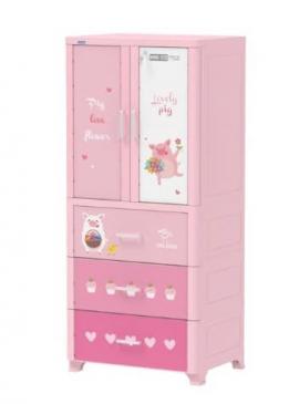 Tủ nhựa Wing 2 cánh 3 hộc - HỒNG HEO CON