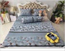 Bộ Ga Thun Mẫu Lá Dây Xám