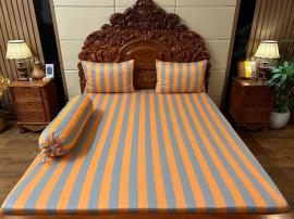 Bộ Ga Thun Mẫu Sọc Cam