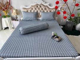 Bộ Ga Thun Mẫu Caro xám nhí